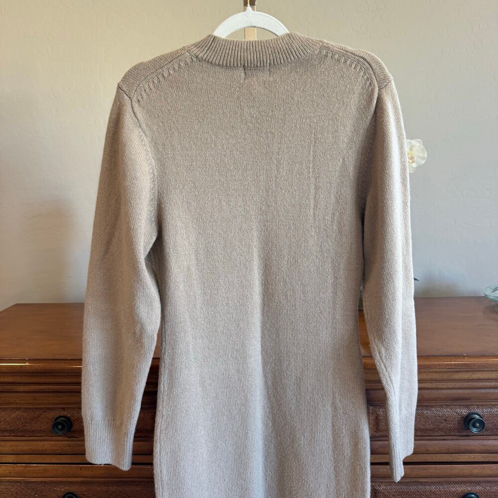 H&M Knitted Sweater Bodycon Dress Beige Long Sleeve S - Picture 5 of 8